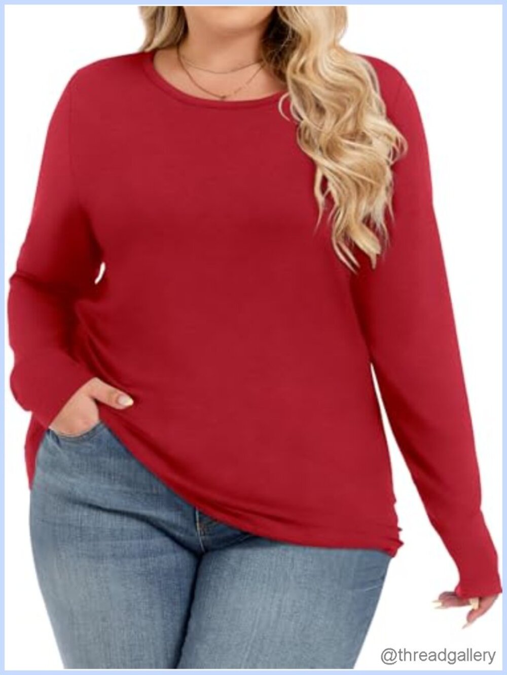 Women's Plus Size Long Sleeve Round Neck Loose Fit Casual Blouse